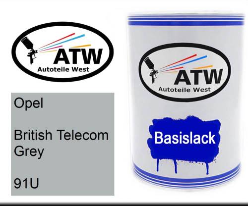 Opel, British Telecom Grey, 91U: 500ml Lackdose, von ATW Autoteile West.